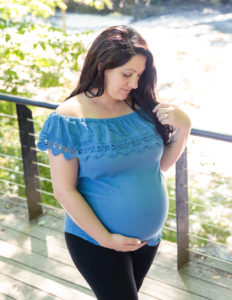 Woman posed at Maternity Session at Corbett's Glen Nature Park Rochester, NY.