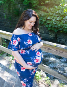 Woman posed at Maternity Session at Corbett's Glen Nature Park Rochester, NY.