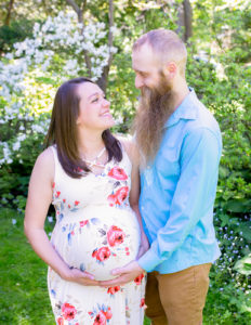 Posed pregnant couple in Rochester, Ny Highland Park.