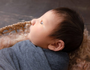 Newborn boy profile at our studio located in Rochester, NY.