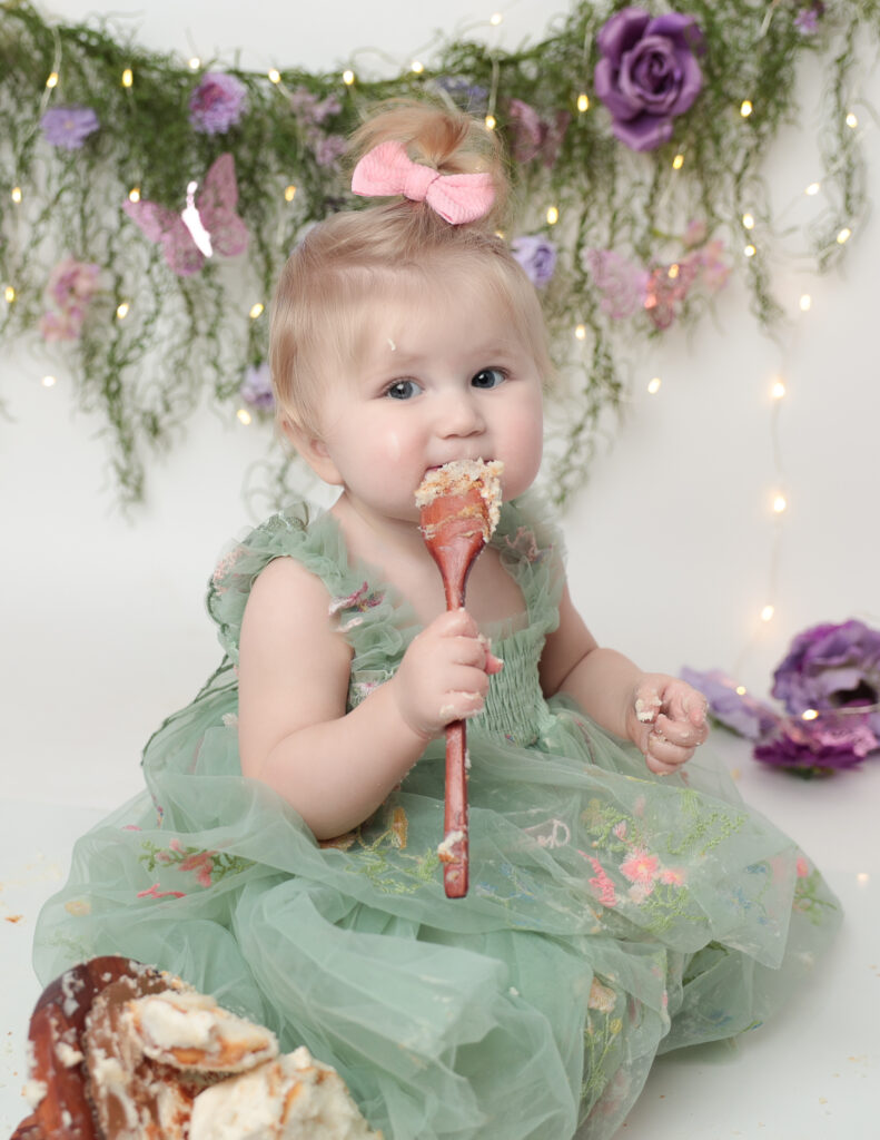 Butterfly garden cake smash session, Rochester, NY.