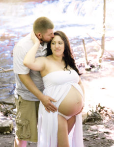 Parents to be posed at Maternity Session at Corbett's Glen Nature Park Rochester, NY.
